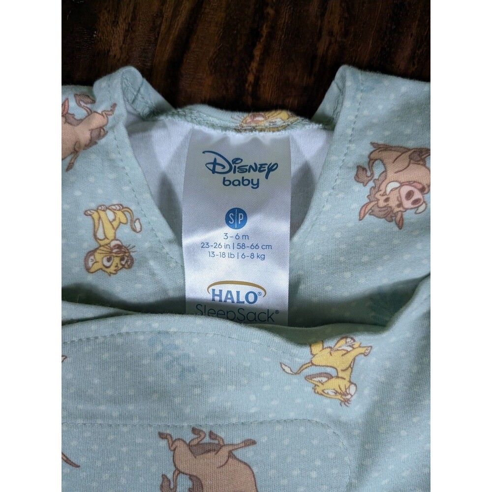 HALO SleepSack Swaddle Disney Lion King Green Cotton Small S/P 3-6 Months - Picture 3 of 5